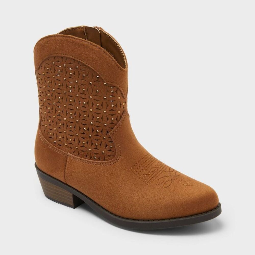 Girls' Chiara Short Cowboy Boots - Cat & Jack Brown 1